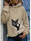 billige Hættetrøjer &amp; sweatshirts-Dame Hattetrøje bluse Kat Grafisk 3D Daglig 3D-udskrivning Basale Afslappet Hættetrøjer Sweatshirts Gul Grå Sort