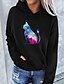 cheap Hoodies &amp; Sweatshirts-Women&#039;s Hoodie Pullover Cat Graphic 3D Front Pocket Print Daily Basic Casual Hoodies Sweatshirts  White Black