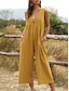 cheap Jumpsuits &amp; Rompers-Women&#039;s Streetwear Blue Yellow Khaki Jumpsuit Solid Colored Patchwork