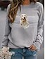 billige Hættetrøjer &amp; sweatshirts-Dame Hund Grafisk 3D Hattetrøje Sweatshirt Trykt mønster Daglig Basale Afslappet Hættetrøjer Sweatshirts Hvid Lysegrå Sort