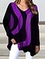 abordables Sweats à capuche et sweat-shirts-Femme Sweats à capuche pour femmes Géométrique Manches Longues Ample Pull Cardigans Automne Hiver Col en V Bleu Violet Jaune