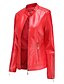 cheap Jackets-Women&#039;s Faux Leather Jacket Active Sports Casual Pocket Street Daily Street Faux Leather Coat Winter Fall Spring Green Black Red Stand Collar Regular Fit M L XL