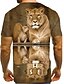 cheap Tank Tops-Men&#039;s T shirt Graphic 3D Animal 3D Print Round Neck Daily Short Sleeve Print Tops Khaki
