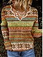 billige Sweaters-Dame bluse Patchwork Trykt mønster Blå Regnbue Orange Farveblok Løstsiddende Daglig V-hals Langærmet S M L XL 2XL
