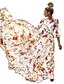 preiswerte Maxi-Kleider-Damen kleid lang Chiffon-Kleid Schaukelkleid Weiß 3/4 Ärmel Bedruckt Blumen Rundhalsausschnitt Herbst Frühling Boho Elegant 2022 S M L XL 2XL