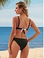 cheap Tankini-Women&#039;s Swimwear Bikini Swimsuit Color Block Tie Knot Wrap Hole Cross Black Strap Padded Blouse Bathing Suits Party Elegant New / Sexy / Padded Bras