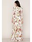 abordables Robes Maxi-robe longue Robe de Mousseline Femme Automne Printemps Manches 3/4 - Imprimer Bohème Elégant Floral Col Ras du Cou 2022 Blanche S M L XL 2XL