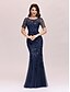 cheap Maxi Dresses-Women&#039;s Maxi long Dress Trumpet / Mermaid Dress Blue White Black Dusty Rose Silver Gold Dusty Blue Red Navy Blue Short Sleeve Embroidered Print Round Neck Spring Summer Party Party Elegant Formal 2022