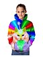 billige T-skjorter og bluser til jenter-Barn Jente Hettegenser og sweatshirt Langermet Regnbue Katt Trykt mønster Katt Grafisk 3D Dyr Aktiv