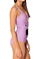 cheap One-Pieces-Women&#039;s One Piece Monokini Swimsuit Tummy Control Open Back Slim Dot Purple Swimwear Bodysuit Strap Bathing Suits New Party Fashion / Lady / Print / Padless / Print