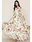 cheap Maxi Dresses-Women&#039;s Long Dress Maxi Dress Chiffon Dress Swing Dress White 3/4 Length Sleeve Print Floral Crew Neck Fall Spring Boho Elegant 2022 S M L XL 2XL