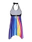 cheap Tankini-Women&#039;s Swimwear Bikini Tankini Swimsuit Rainbow Racerback Open Back Print Rainbow Strap Padded Bathing Suits Colorful Sweet New / 2 Piece / Tattoo / Padded Bras / Slim