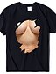 abordables T-shirts-Mujer Camiseta 100% Algodón Negro Blanco 3D Estampados Estampado Manga Corta Casual Diario Básico Sensual Escote Redondo Ajuste regular 3D