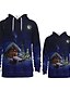 cheap New Arrivals-Christmas Hoodie &amp; Sweatshirt Dad and Son Graphic Optical Illusion Animal Print Blue Long Sleeve Active Matching Outfits