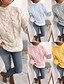 billige Sweaters-Dame bluse Bluse Helfarve Strikket Basale Afslappet Chunky Langærmet Sweater Cardigans Efterår Vinter Rullekrave Gul Lyserød Grå