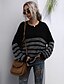 preiswerte Tops &amp; Blouses-litb Basic Damen gestreifter Pullover mit langen Ärmeln Oberteile Drop Shoulder Kontrastfarbe Strick