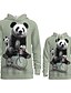 cheap New Arrivals-Hoodie &amp; Sweatshirt Family Look Graphic Optical Illusion Animal Print Gray Long Sleeve Active Matching Outfits
