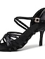cheap Pumps &amp; Heels-Women&#039;s Latin Shoes Line Dance Dance Shoes Performance Indoor Samba Satin Basic Simple Softer Insole Solid Color Slim High Heel Buckle Brown Black / Silk
