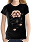 abordables T-shirts-Mujer Perro Graphic 3D Diario 3D Manga Corta Camiseta Escote Redondo Estampado Básico Tops 100% Algodón Blanco Negro S