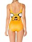 cheap One-Pieces-Women&#039;s One Piece Monokini Swimsuit Tummy Control Open Back Slim Animal Yellow Swimwear Bodysuit Strap Bathing Suits New Party Fashion / Lady / Print / Padless / Print
