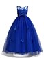 cheap Girls&#039; Dresses-Kids Little Girls&#039; Dress Jacquard Print Blue Blushing Pink Wine Maxi Sleeveless Flower Cute Dresses Children&#039;s Day Slim Baby