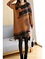 abordables Mini Robes-Femme Robe Droite Robe courte courte Marron clair Gris Clair Manches Longues Imprimé Imprimé Automne Hiver Col Rond Simple Ample 2021 M L XL XXL 3XL