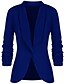 cheap Blazers-women&#039;s 3/4 ruched sleeve blazer open front lightweight office cardigan jacket slim fit blazer black