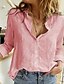 cheap Tank Tops-Women&#039;s Blouse Plain Casual Daily Long Sleeve Blouse Shirt Shirt Collar Basic Essential Casual Black Yellow Rosy Pink S