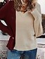 cheap Sweaters-Women&#039;s Pullover Color Block Knitted Acrylic Fibers Basic Long Sleeve Sweater Cardigans V Neck Beige