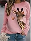 billige Hættetrøjer &amp; sweatshirts-Dame Grafisk 3D Giraf Hattetrøje Sweatshirt Trykt mønster 3D-udskrivning Daglig Basale Afslappet Hættetrøjer Sweatshirts Lyserød Hvid Lysegrå