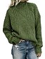 billige Sweaters-Dame bluse Ensfarvet Langærmet Løstsiddende Sweater Cardigans Rullekrave Blå militærgrøn Grå