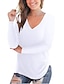 cheap Plus Size Tops-loose plus size v neck shirt for women long sleeve blouse tops&amp;amp; #40;navy,2xl&amp;amp; #41;