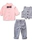 cheap Boys&#039; Clothing Sets-Kids Toddler Boys&#039; Suit Vest Clothing Set Long Sleeve 4 Pieces Pink Tie Knot Striped Solid Colored School Formal Prom Cotton Regular Basic 2-6 Years