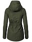 cheap Coats &amp; Trench Coats-Women&#039;s Parka Fall Winter Spring Causal Daily Outdoor clothing Long Coat Regular Fit Classic &amp; Timeless Casual Jacket Long Sleeve Drawstring Pocket Solid Colored Army Green Black Red / Lined