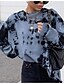 billige Hættetrøjer &amp; sweatshirts-Dame Batikfarvet Hattetrøje Sweatshirt Afslappet Daglig Basale Overdimensionerede Hættetrøjer Sweatshirts Blå