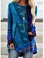 abordables T-shirts-Mujer Bloque de color Diario Manga Larga Vestido camiseta Sayo Camiseta Escote Redondo Retazos Estampado Básico Tops Azul Piscina Morado Rojo S / Impresión 3D