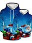 billige New Arrivals-Far og mig Jul Hættetrøje og sweatshirt Grafisk 3D Print Trykt mønster Blå Langærmet Aktiv Matchende tøj