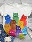 cheap Plus Size Tops-Women&#039;s Plus Size Tops T shirt Cat Graphic Short Sleeve Print Round Neck Cotton Spandex Jersey Daily Holiday
