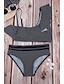 cheap Tankinis-Women&#039;s Swimwear Bikini Tankini Normal Swimsuit Striped Color Block Ruffle Open Back Print Black Strap Halter Blouse Bathing Suits Party Fashion New / Sexy / Dot / Padded Bras