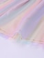 abordables Mini Robes-Femme Robe Évasée Robe courte courte Arc-en-ciel Manches Longues à imprimé arc-en-ciel V Profond chaud S M L XL