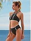 cheap Tankini-Women&#039;s Swimwear Bikini Tankini Normal Swimsuit Solid Color Stripe Tie Knot Mesh Bow Cross Black Strap Padded Blouse Bathing Suits Party Neutral New / Sexy / Padded Bras