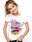 billige T-shirts &amp; Bluser til Piger-Børn Pige T-shirt Kortærmet Hest Grafisk 3D Bogstaver Trykt mønster Hvid Børn Toppe Aktiv