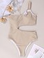 billige One-pieces-Dame Badetøj Et stykke Monokini Badedragter trikini Normal badedragt Helfarve Udskæring Hul Sort Beige Skulderfri Vatteret Badedragter Ferie Sexet nyt / BH med indlæg