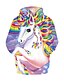 baratos Moletons Para Meninas-hoodie arco-íris de unicórnio para meninas&amp;amp; moletom manga longa cavalo gráfico 3d animal print crianças tops ativos
