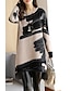 abordables Mini Robes-Femme Robe Droite Robe courte courte Marron clair Gris Clair Manches Longues Imprimé Imprimé Automne Hiver Col Rond Simple Ample 2021 M L XL XXL 3XL