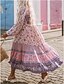 cheap Maxi Dresses-Women&#039;s Maxi long Dress Swing Dress Boho Dress Pink Long Sleeve Print Floral V Neck Fall Winter Casual Vacation Boho Puff Sleeve 2022 S M L XL XXL