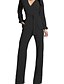 billige Jumpsuits &amp; Rompers-tm kvinders elegante dyb v-hals afslappet slanke langærmede jumpsuits med lomme (4-6, sort)