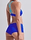 preiswerte Bikini-Damen Bademode Bikinis Normal Badeanzug Volltonfarbe Krawattenknoten Rückenfrei Blau Rundhalsausschnitt Badeanzüge Klassisch Süß neu / Sport / Gepolsterte BHs