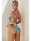 cheap One-Pieces-Women&#039;s Swimwear One Piece Bikini Normal Swimsuit Racerback Open Back Print Abstract Graphic Prints Blue Padded V Wire Bathing Suits New Rustic Lady