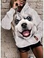 cheap Hoodies &amp; Sweatshirts-Women&#039;s Hoodie Pullover Drawstring Front Pocket Print Basic Casual White Graphic Dog 3D Daily Hooded Long Sleeve Micro-elastic Without Lining